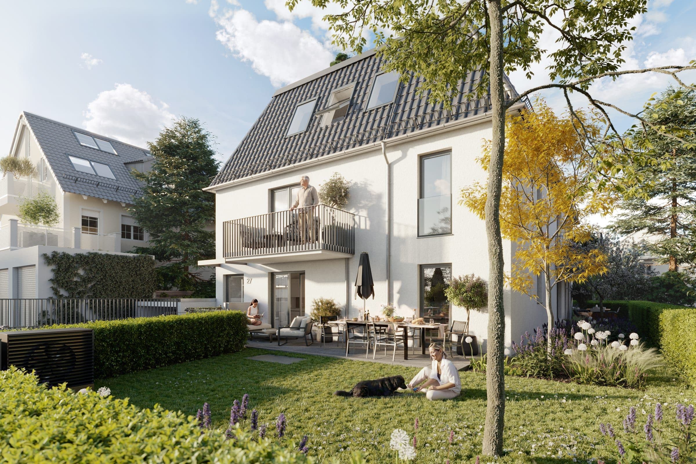 Hoheneckstraße 27 — Außenansicht zur goldenen Stunde